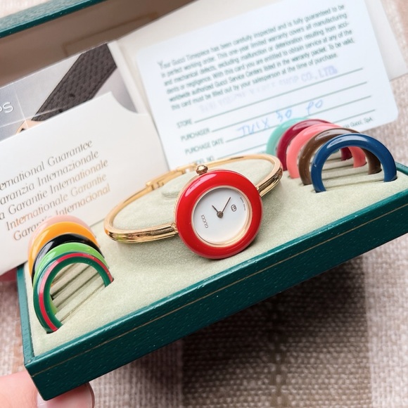 Vintage Gucci Changeable Bezel Watch Women’s Gold Plated Interchangeable 11/12 - Picture 1 of 10